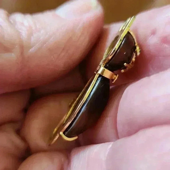 Vtg Hobco Tiger Eye Quartz Cat Charm Necklace Pendant - Picture 12 of 14